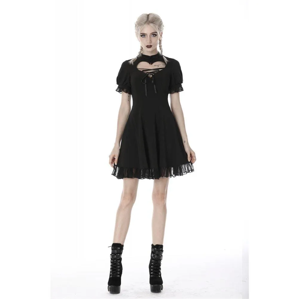 Women's Gothic Lolita Heart Hollowed Lace-up Midi Dresses