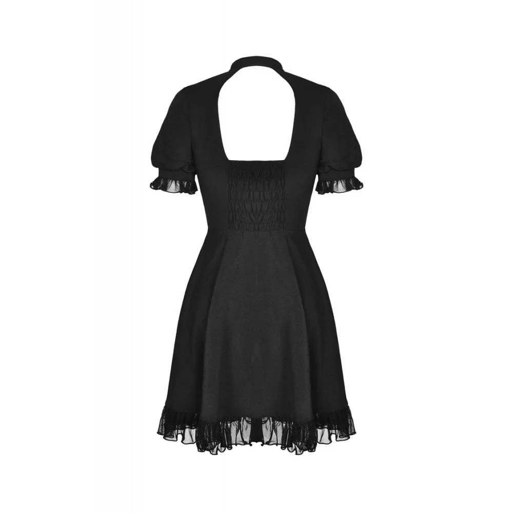 Women's Gothic Lolita Heart Hollowed Lace-up Midi Dresses