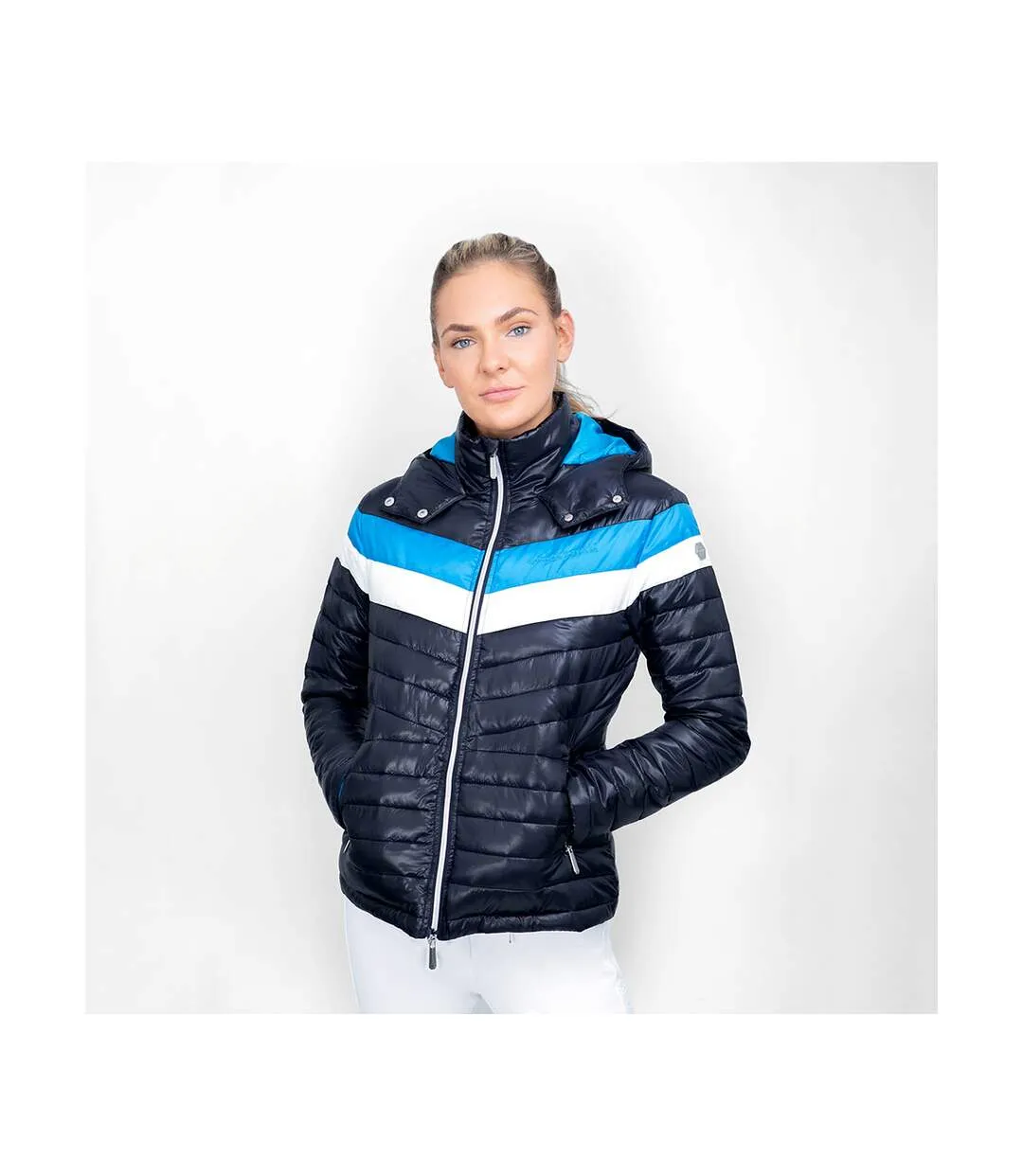 Womens Navy/White/Blue Southdean Quilted Coat by Coldstream