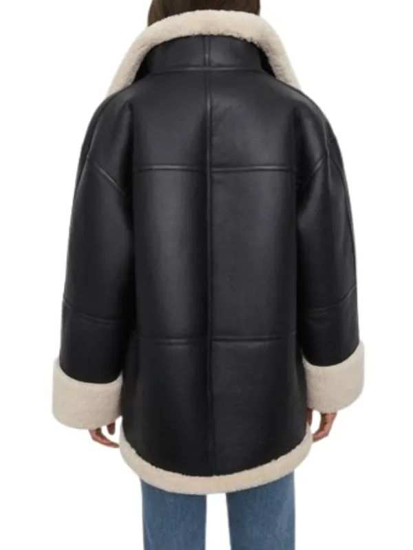 Shearling Leather Jacket - Women’s RAF Aviator Styled B3