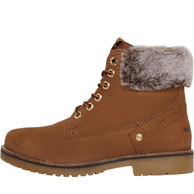 Wrangler Womens Alaska Fur Boots Nut