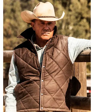 Yellowstone John Dutton Brown Cotton Vest Quilted