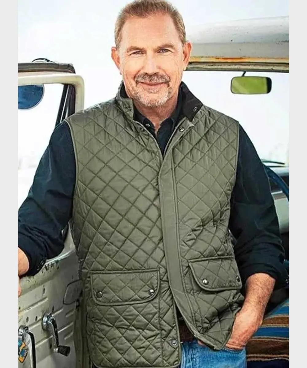 John Dutton Green Quilted Vest at Yellowstone - Danezon