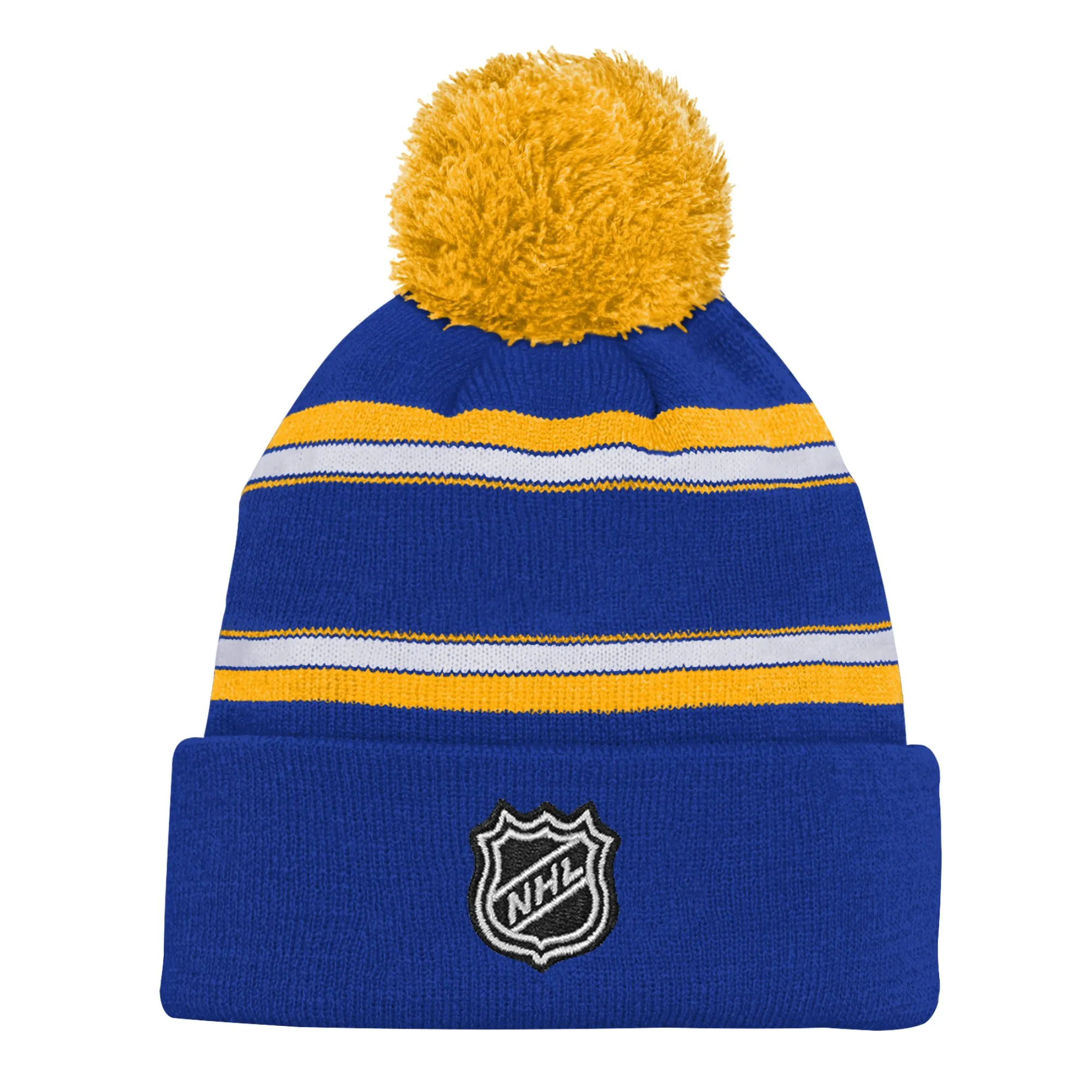 Youth Buffalo Sabres Royal Jacquard Pom Pom Knit Hat